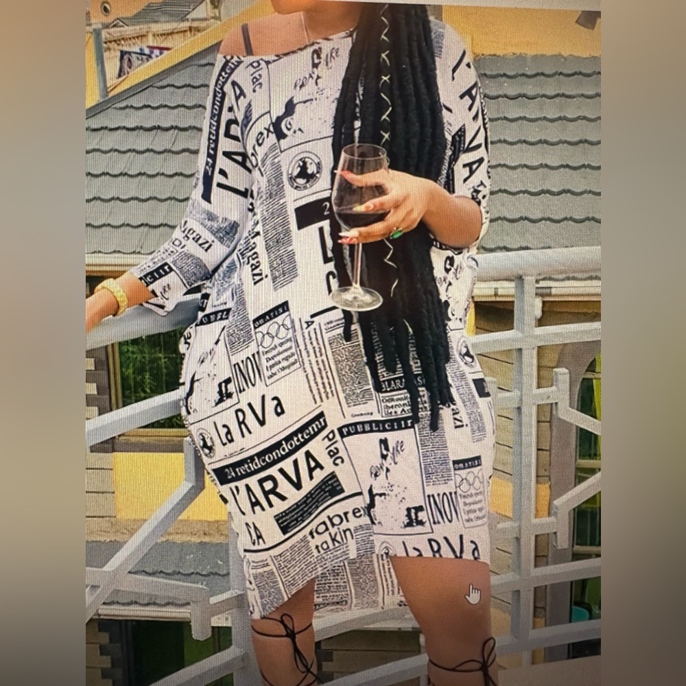 Graphic & Letter Print Dress,